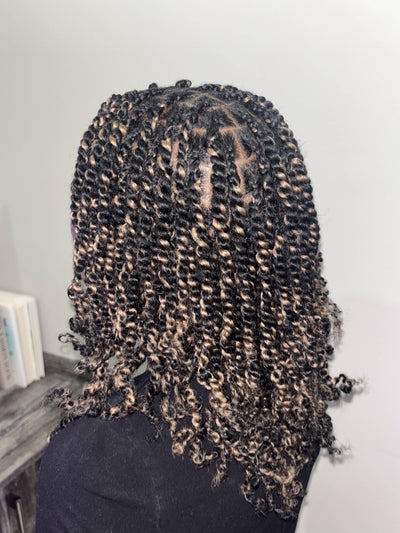 Mini Twists with Blonde Highlights hairstyle photo